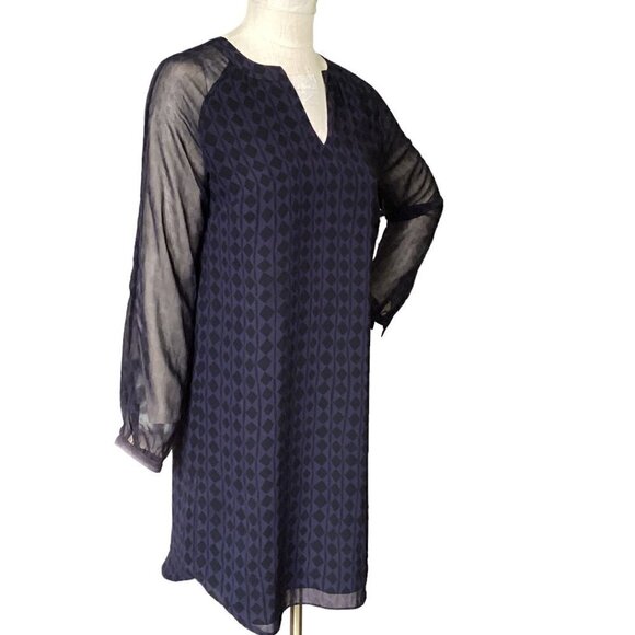 CAbi XS #3102 Harlequin Sheer Tunic Shift Dress Purple & Black Geometric 189B - Picture 4 of 9